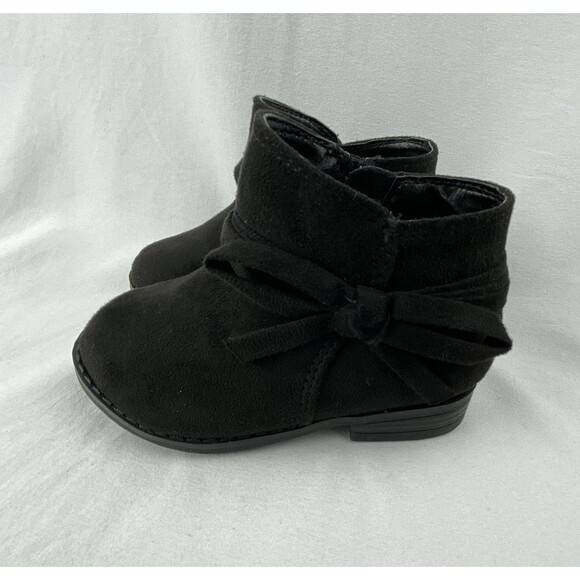 UNR8AD Boots Toddler Girl 5.5 Black Suede Ankle Booties Bow Detail Fall MINT! - Picture 4 of 9